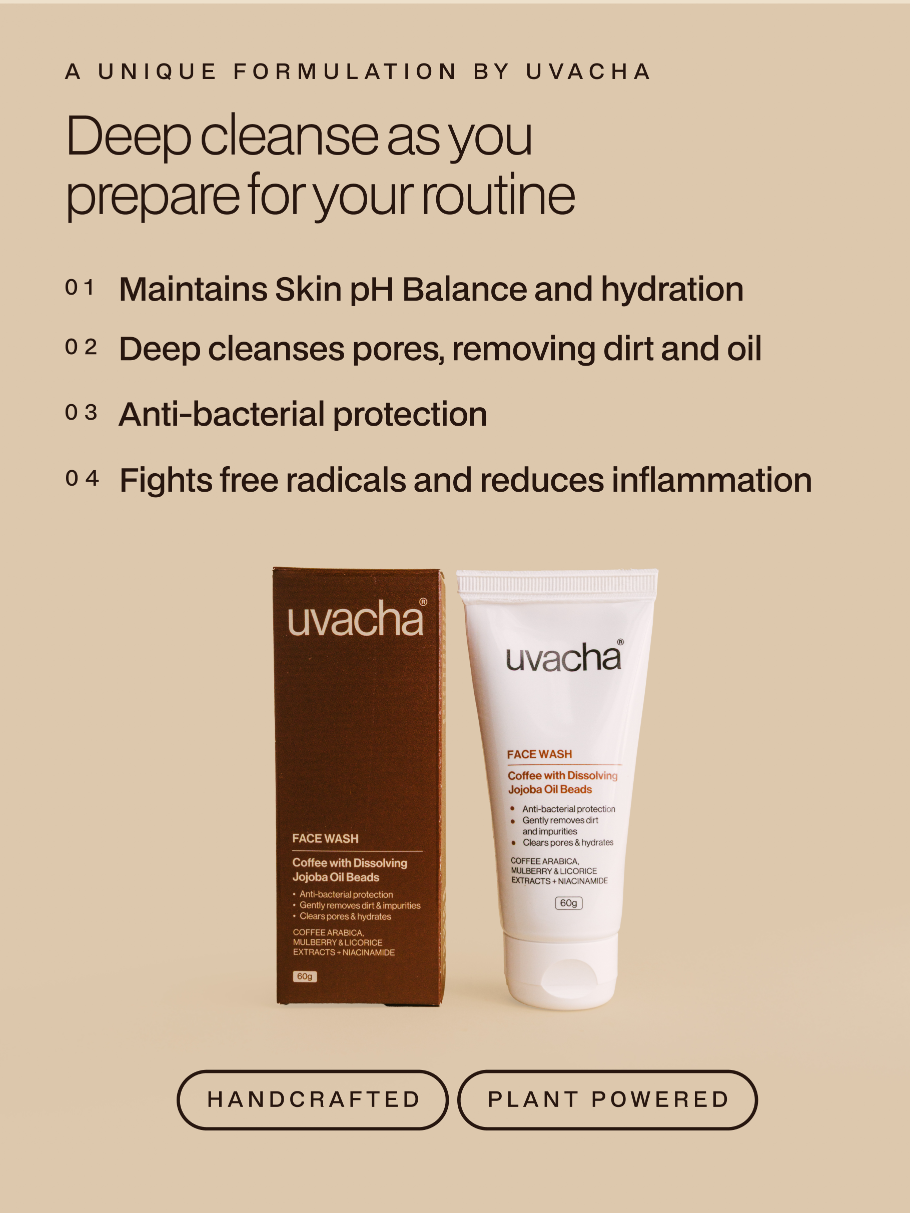 Coffee Face Wash with dissolving Jojoba Oil Beads