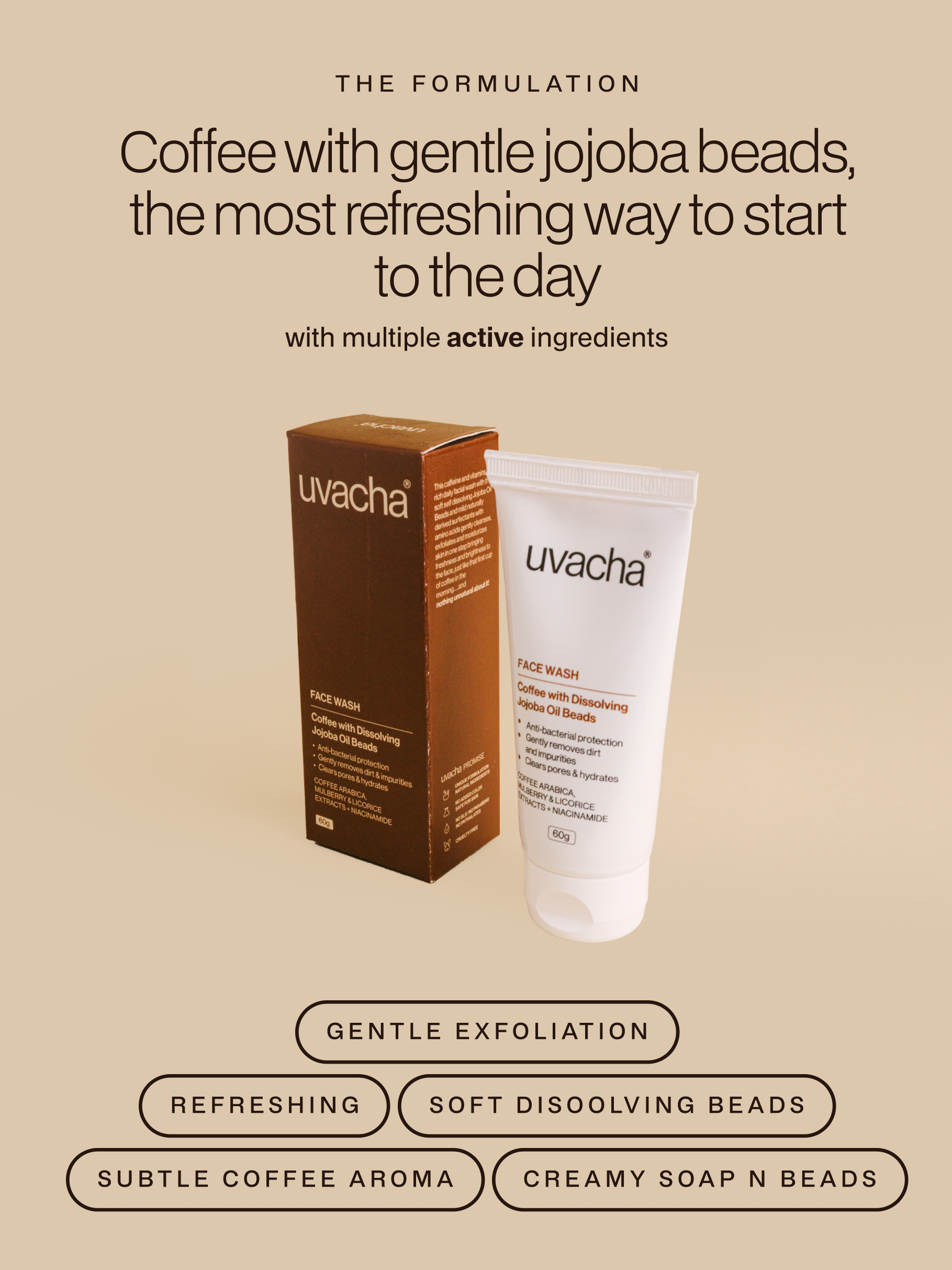 Coffee Face Wash with dissolving Jojoba Oil Beads