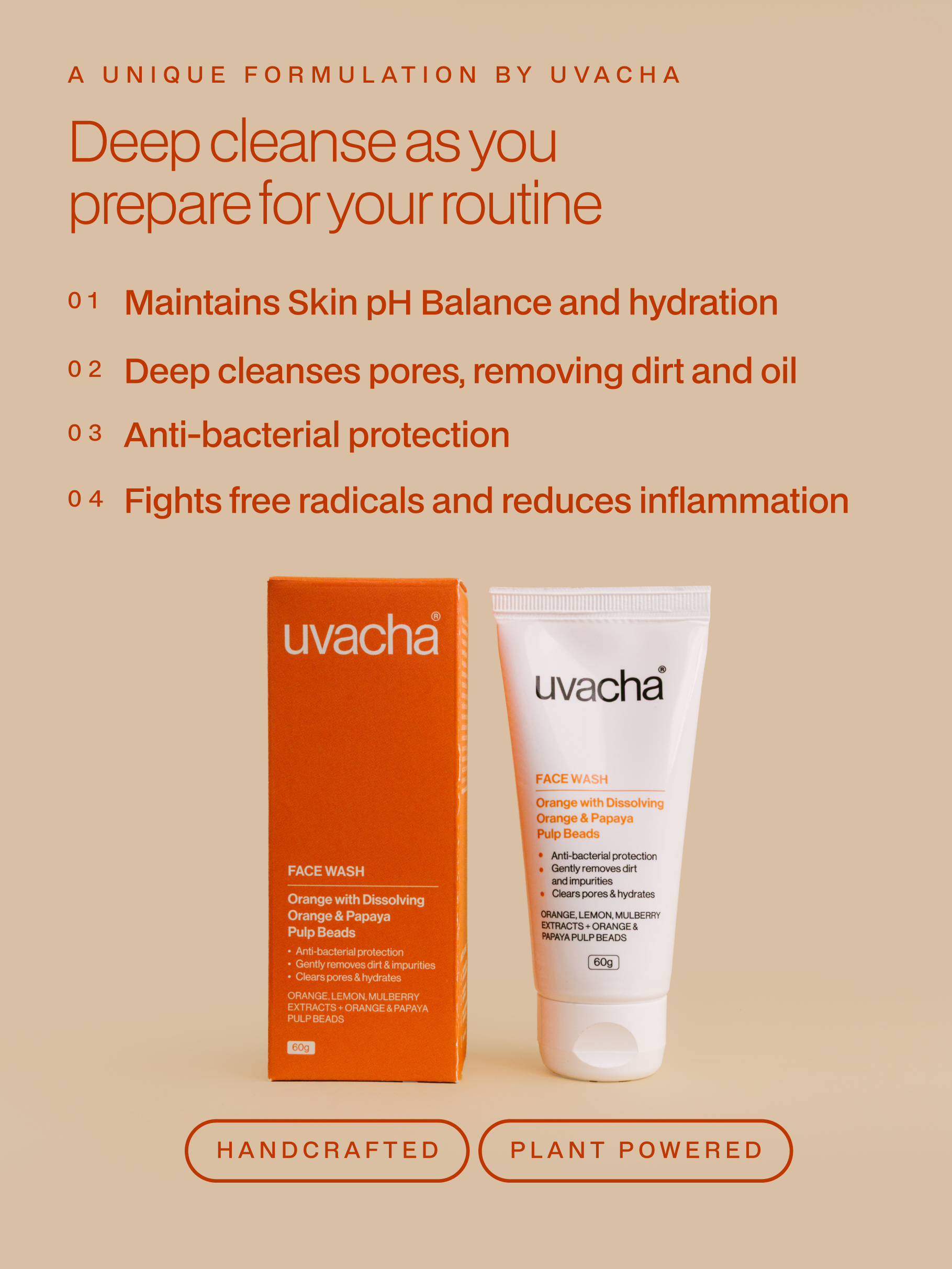 Orange Face Wash with dissolving Orange and Papaya Pulp Beads