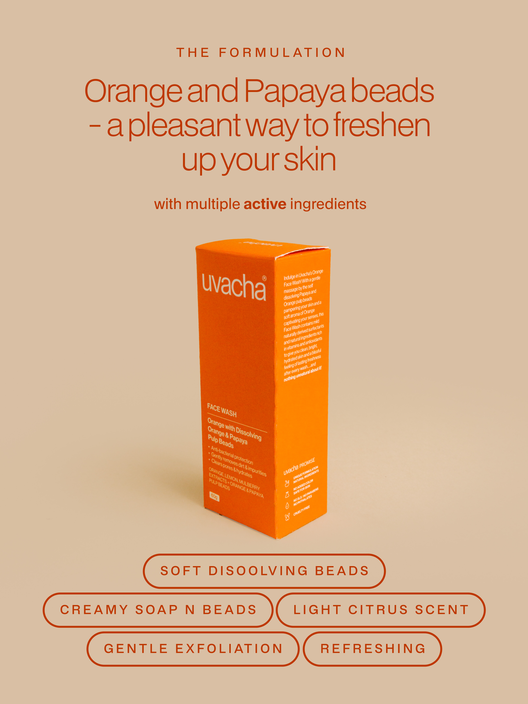 Orange Face Wash with dissolving Orange and Papaya Pulp Beads