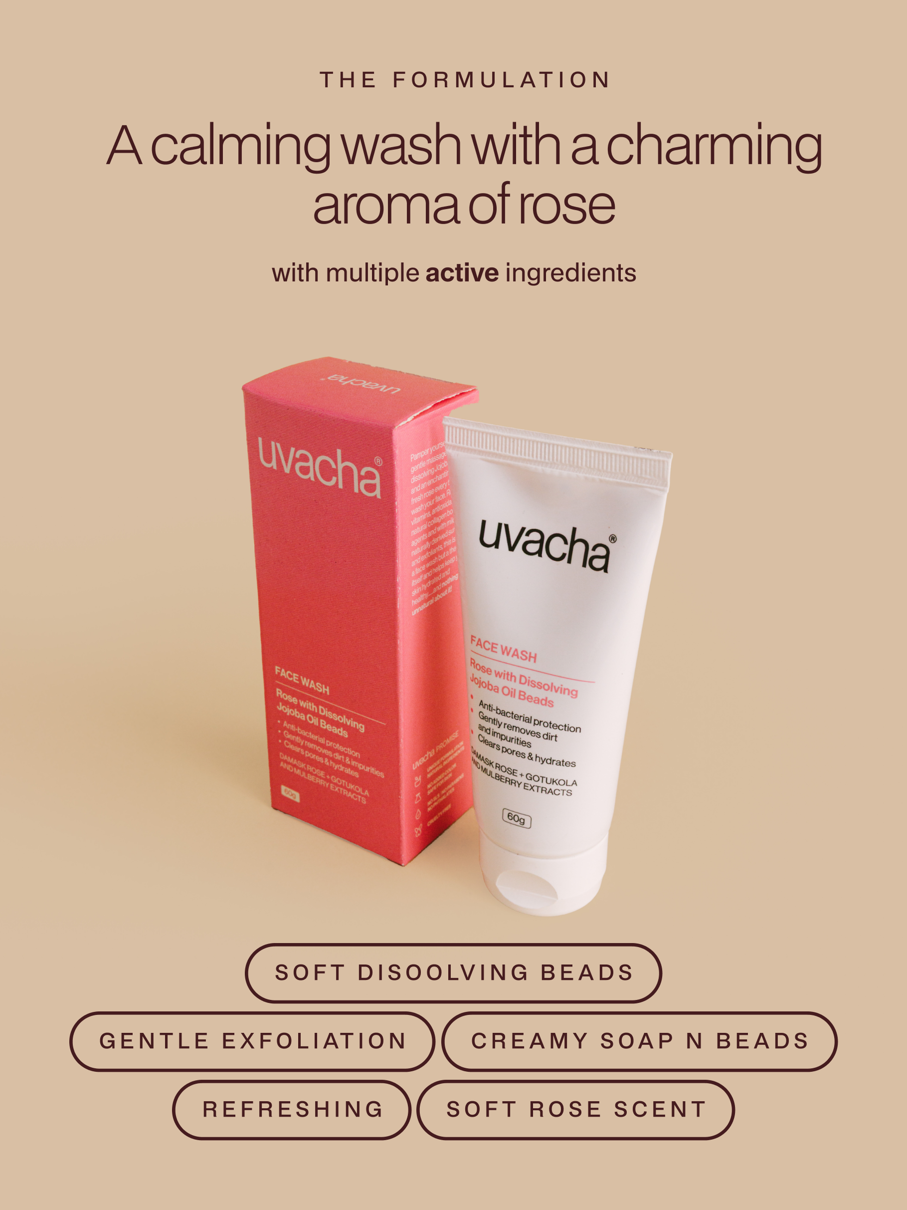 Rose Face Wash with dissolving Jojoba Oil Beads